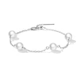 925 Sterling Silver Adjustable Pearl Bracelet for Women