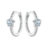 925 Sterling Silver Earrings with CZ and White Gold Plating, 1.3cm for Women