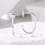 925 Sterling Silver Brass Earrings with White Gold Plating 1.4cm for Women