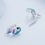 925 Sterling Silver Enamel Crafted Earrings for Women - 16x9mm