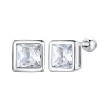 925 Sterling Silver 5mm Pavé Setting CZ Earrings for Women