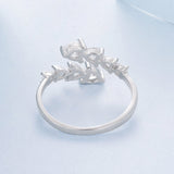 925 Sterling Silver White Gold Plated Pavé Setting Rings for Women