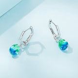 S925 Sterling Silver Oxidized Earrings with Transparent Glass & Main Stone for Women