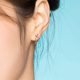 925 Sterling Silver 1.5x0.7cm Plated Rose Gold CZ Earrings for Women
