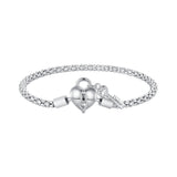 925 Sterling Silver Pavé Setting CZ Bracelet Size 17.0 for Women