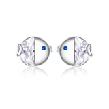 925 Sterling Silver Earrings with Pavé Setting CZ, Size 0.6*0.7cm, for Women