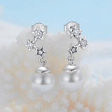 925 Sterling Silver Earrings with Quality Shell Pearl and CZ for Women