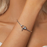 925 Sterling Silver Bracelet with CZ, 17mm, White Gold Plated, For Women
