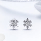 S925 Sterling Silver Earrings with CZ in Pavé Setting - 0.8*0.8cm for Women