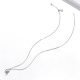 925 Sterling Silver Adjustable Pendant Necklace with CZ in Platinum Finish