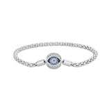 925 Sterling Silver Pavé Setting CZ 17.0 cm Oxidized Silver Bracelet for Women