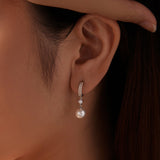 925 Sterling Silver Moissanite and Synthetic Pearl Earrings for Women