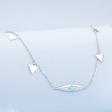 925 Sterling Silver Opal Pendant Necklace for Women - 40+5cm Adjustable Length