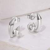 925 Sterling Silver Oxidized Silver Earrings Size 1.3*0.7cm