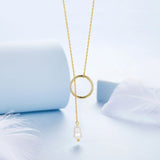 925 Sterling Silver Necklace with Gold Plated Freshwater Pearl - 60cm Length