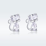 925 Sterling Silver Plated Platinum Earrings with Pavé Setting CZ for Women
