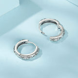 925 Sterling Silver Earrings with Oxidized Finish and Pavé Setting CZ for Women