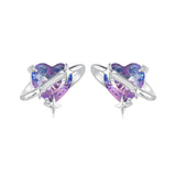925 Sterling Silver Earrings with CZ and Transparent Glass in White Gold Plating for Women