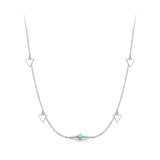 925 Sterling Silver Opal Pendant Necklace for Women - 40+5cm Adjustable Length