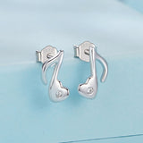 925 Sterling Silver Earrings with Pavé Setting CZ in White Gold Finish, 1x0.7cm for Women