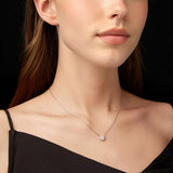 925 Sterling Silver 0.5 Carat Moissanite Necklace in White Gold Plating for Women