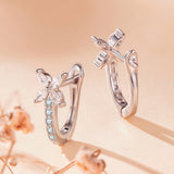 925 Sterling Silver White Gold Plated CZ Earrings for Women