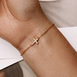 925 Sterling Silver Bracelet with Pavé Setting CZ, 155+25mm for Women