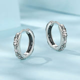 925 Sterling Silver Earrings with Oxidized Finish and Pavé Setting CZ for Women