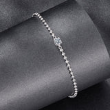 925 Sterling Silver Moissanite Bracelet 15+6cm with White Gold Plating for Women
