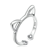 925 Sterling Silver Oxidized Paw Design Ring