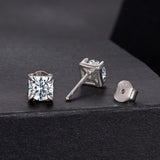 925 Sterling Silver & Moissanite Earrings - White Gold Plated, 0.5ct, Style S for Women