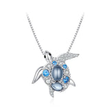 925 Sterling Silver Pendant Necklace with Transparent Glass and Spinel for Women