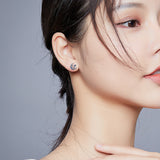 925 Sterling Silver Plated Platinum Pavé Setting CZ Earrings