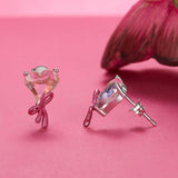 925 Sterling Silver Enamel Earrings with Transparent Glass for Women