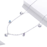 925 Sterling Silver Adjustable Necklace with Scallop Design and Pavé Setting CZ