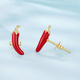 925 Sterling Silver Gold Plated Enamel Earrings for Women