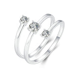 925 Sterling Silver White Gold Plated CZ Ring for Women
