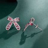 925 Sterling Silver Earrings with Enamel Process in White Gold Plating for Women