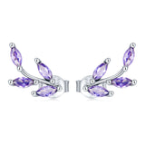 925 Sterling Silver Earrings with CZ and Oxidized Finish - 1.3*0.6cm
