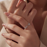 925 Sterling Silver White Gold Plated Ring with Pavé Setting CZ for Women