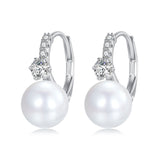 925 Sterling Silver Earrings with Quality Shell Pearl and CZ for Women