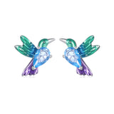 925 Sterling Silver White Gold Plated Earrings with Enamel and CZ - 10*8mm