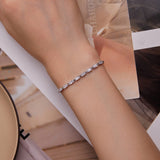925 Sterling Silver Pavé Setting CZ Bracelet with Platinum Plating, Adjustable 14.5+3cm, for Women