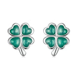 925 Sterling Silver Enamel Plated Platinum Earrings for Women
