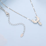 925 Sterling Silver White Gold Plated Synthetic Opal 40+5cm Necklace for Women