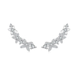 925 Sterling Silver White Gold Plated CZ Earrings 0.5*1.8cm for Women