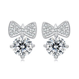 925 Sterling Silver Earrings with CZ and White Gold Plating for Women