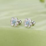 925 Sterling Silver Opal Nanometer Stone Enamel Earrings for Women