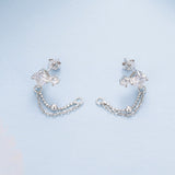 925 Sterling Silver White Gold Plated Pavé Setting CZ Earrings, 1.5cm for Women
