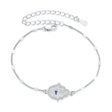 925 Sterling Silver + White Gold Plated 15cm Adjustable Bracelet with CZ and Synthetic Spinel for Women
